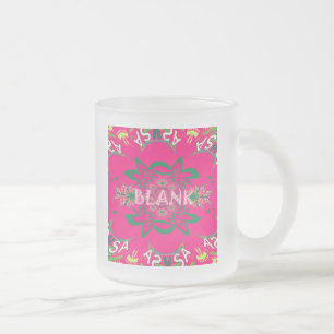 Caneca De Café Vidro Jateado Monograma Floral Rosa Vibrante Sombreado Roxo Bebê