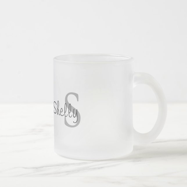 Caneca De Café Vidro Jateado Monograma Simples (Direita)