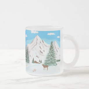 Caneca De Café Vidro Jateado Montanha de Neve Caneca de Vidro Fosco