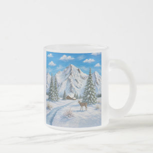 Caneca De Café Vidro Jateado Montanha de Neve Caneca de Vidro Fosco