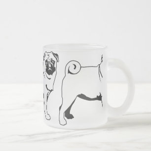 Caneca De Café Vidro Jateado Mops Pug