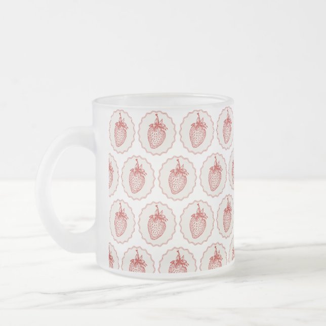 Caneca De Café Vidro Jateado Morango (Esquerda)