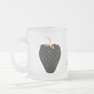 Caneca De Café Vidro Jateado Morango Preto