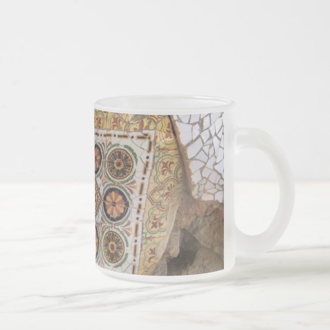 Caneca De Café Vidro Jateado Mosaico amarelo de Parc Guell (Direita)