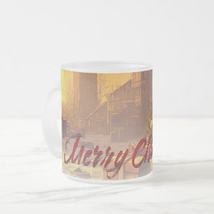 Caneca De Café Vidro Jateado Motivo de Natal Apocalíptico, com Presentes