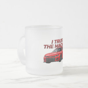 Caneca De Café Vidro Jateado Motorsport Copo Fosco Confio na Máquina