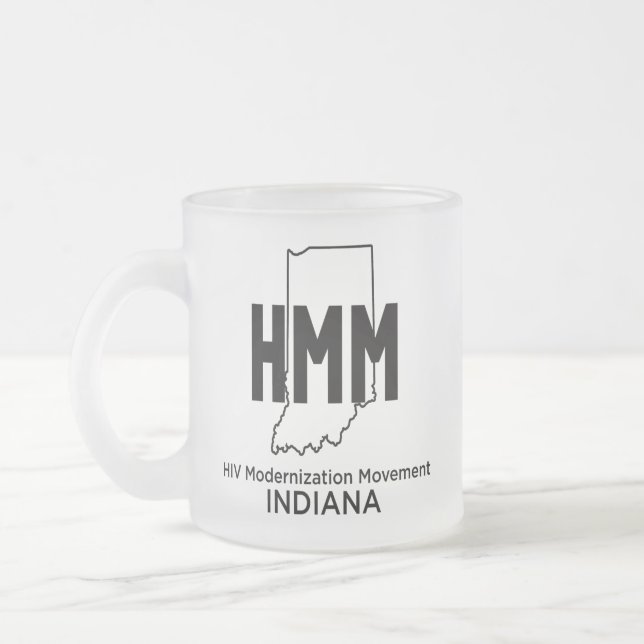 Caneca De Café Vidro Jateado Movimento de Modernização do HIV Indiana (Esquerda)