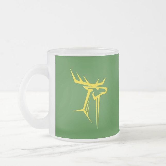 Caneca De Café Vidro Jateado Mug de Buck Amarelo e Verde (Esquerda)