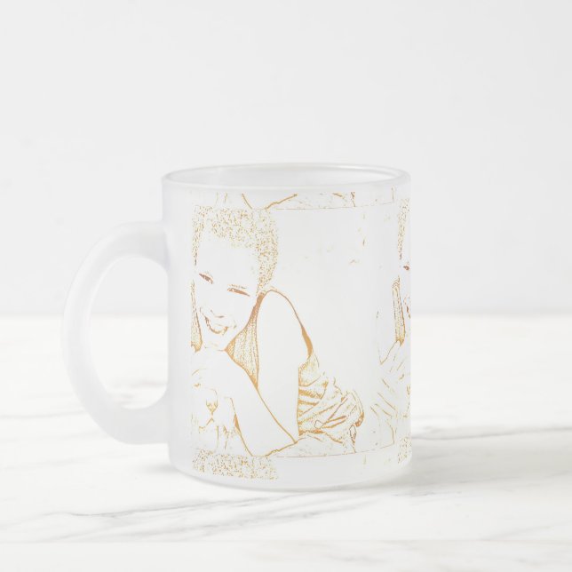 Caneca De Café Vidro Jateado Mug de café personalizado com foto de criança (Esquerda)