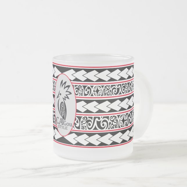 Caneca De Café Vidro Jateado Mug en verre glacé Tribal Ethnic (Frente Esquerda)