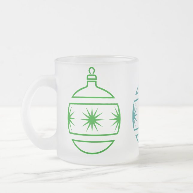 Caneca De Café Vidro Jateado Mug - Enfeites de natal (Esquerda)