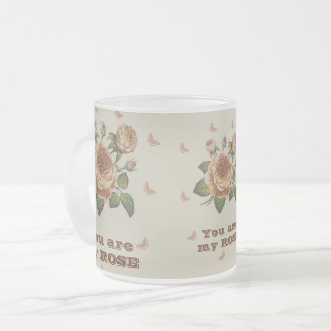 Caneca De Café Vidro Jateado Mug Love Rosa (Frente Esquerda)