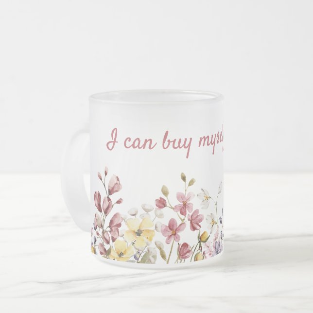 Caneca De Café Vidro Jateado Mug, posso comprar flores (Frente Esquerda)