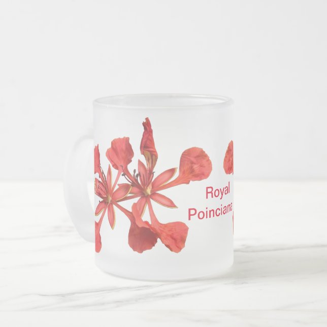 Caneca De Café Vidro Jateado Mug Royal Poinciana Flower (Frente Esquerda)