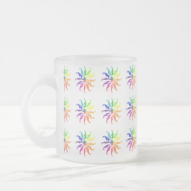 Caneca De Café Vidro Jateado Mug - Várias Rodas de Cores (Esquerda)