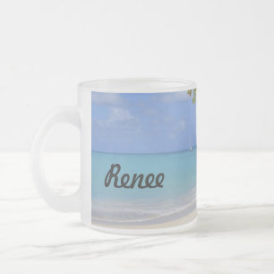 Caneca De Café Vidro Jateado Mug with Beach Image em Antígua