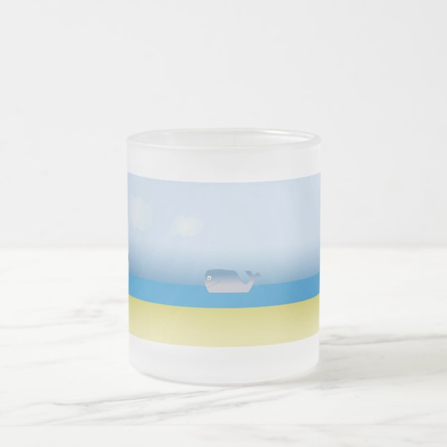 Caneca De Café Vidro Jateado Mug with cartoon whale  (Centro)