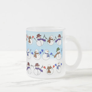 Caneca De Café Vidro Jateado Muitos bonecos de Natal
