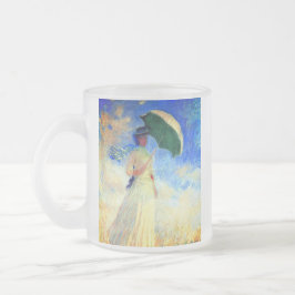Caneca De Café Vidro Jateado Mulher Monet com Parasol à Direita