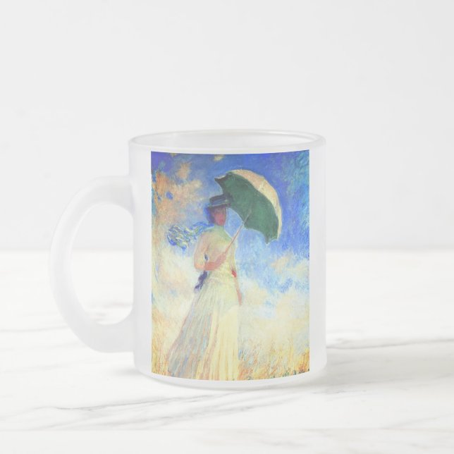 Caneca De Café Vidro Jateado Mulher Monet com Parasol à Direita (Esquerda)