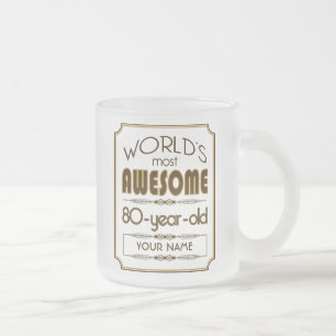 Caneca De Café Vidro Jateado Mundo Dourado da celebração do aniversário do 8