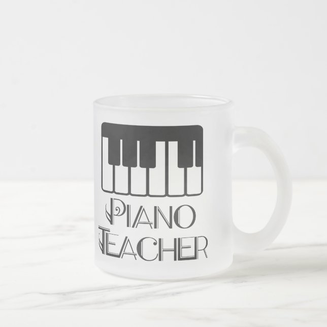 Caneca De Café Vidro Jateado Música do teclado do professor de piano (Direita)
