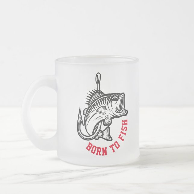 Caneca De Café Vidro Jateado Nascer Para Peixe (Esquerda)