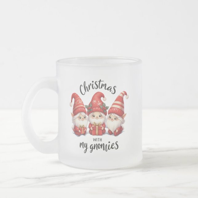 Caneca De Café Vidro Jateado Natal com os Meus Gnomos (Esquerda)