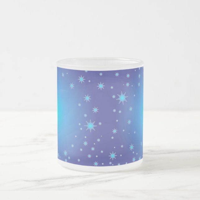Caneca De Café Vidro Jateado Natal das Estrelas Azuis (Centro)