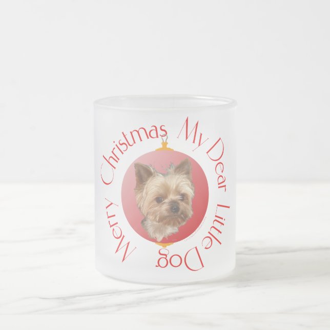 Caneca De Café Vidro Jateado Natal do Yorkshire Terrier (Centro)