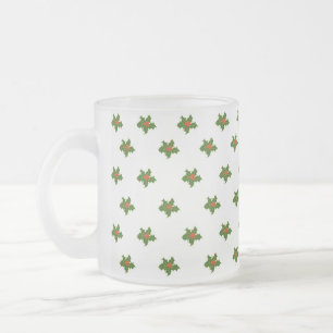 Caneca De Café Vidro Jateado Natal Holly Pattern