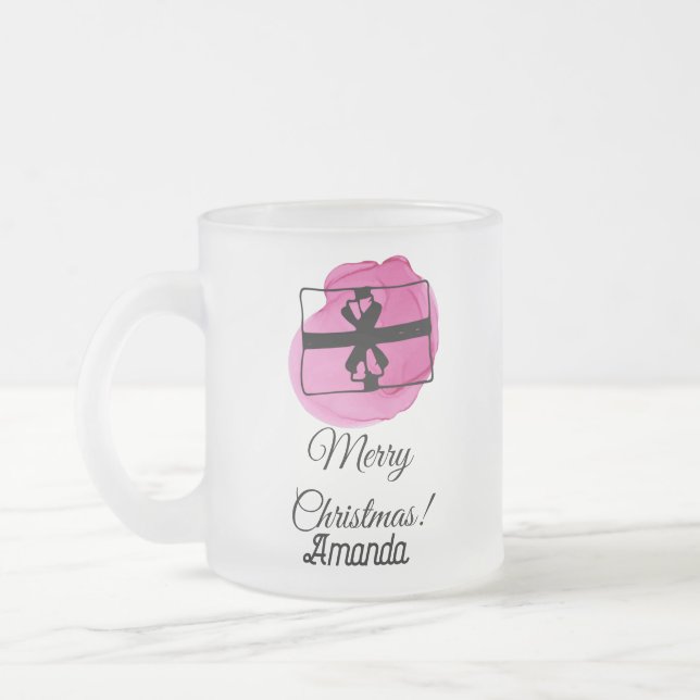 Caneca De Café Vidro Jateado Natal rosa (Esquerda)