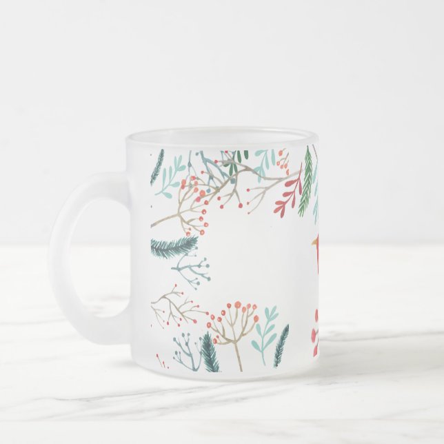 Caneca De Café Vidro Jateado Natal Russo Natural (Esquerda)