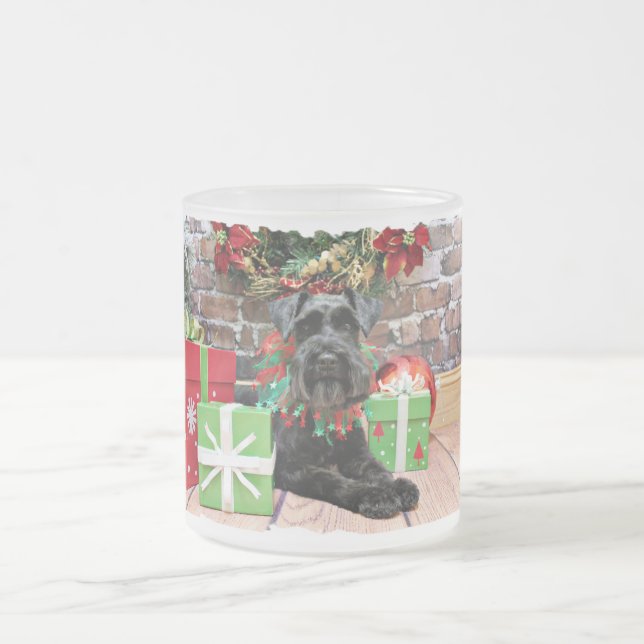 Caneca De Café Vidro Jateado Natal - Schnauzer - Fergie (Centro)