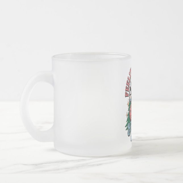 Caneca De Café Vidro Jateado Natal Sentindo-se Alegre (Esquerda)