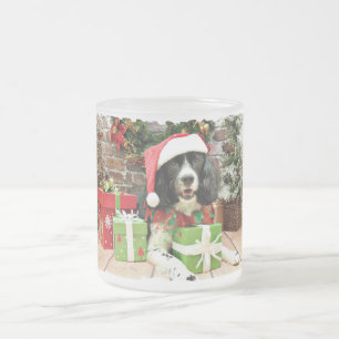 Caneca De Café Vidro Jateado Natal - Spaniel de Springer inglês - Lucy