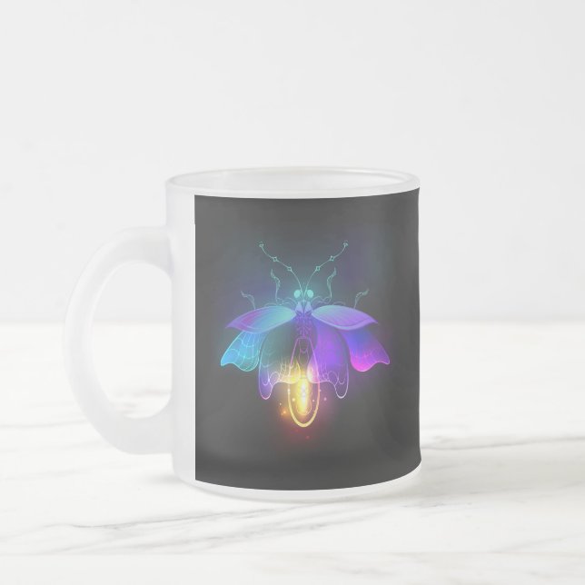 Caneca De Café Vidro Jateado Neon Firefly a preto (Esquerda)
