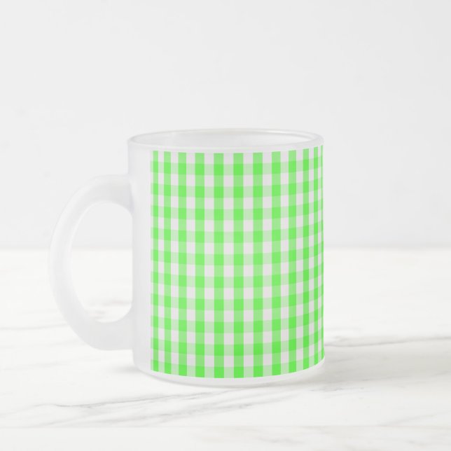 Caneca De Café Vidro Jateado Neon Green Gingham Patterno de Shirley Taylor (Esquerda)