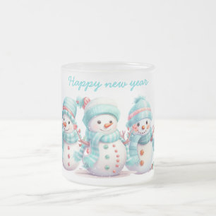 Caneca De Café Vidro Jateado Neve Azul Frosty Sky
