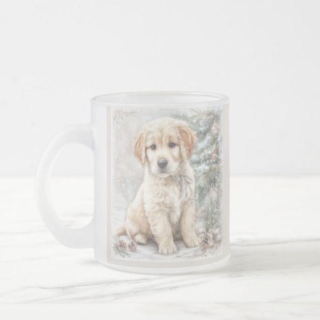 Caneca De Café Vidro Jateado New Year's dog and snow (Esquerda)