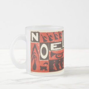 Caneca De Café Vidro Jateado Noel Red