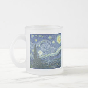 Caneca De Café Vidro Jateado Noite Estrelada, Estrelas Francesas Azuis, Vincent