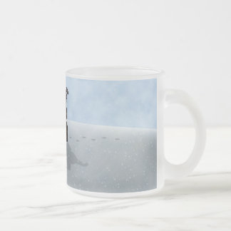 Caneca De Café Vidro Jateado Noite nevado de Raindeer