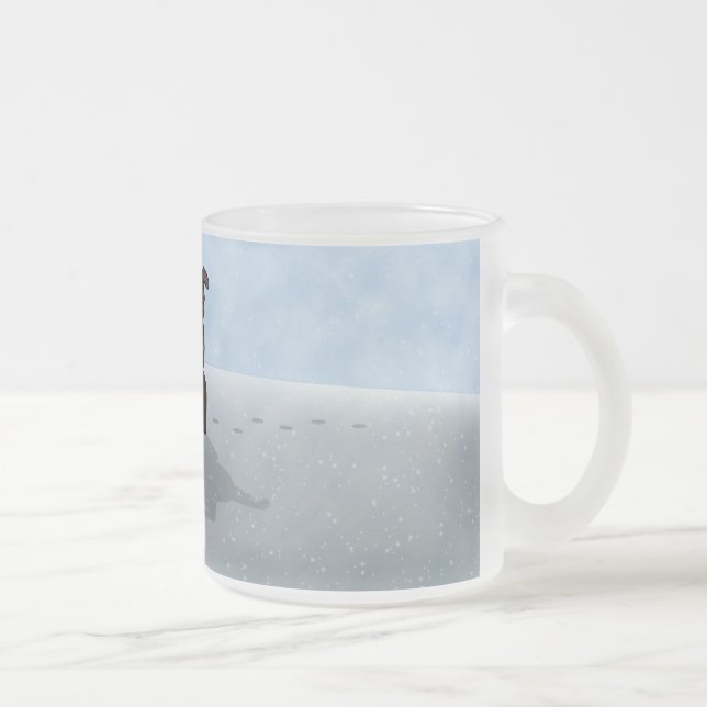 Caneca De Café Vidro Jateado Noite nevado de Raindeer (Direita)