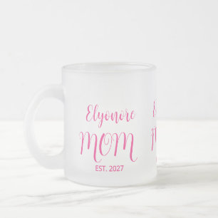 Caneca De Café Vidro Jateado Nome de Mãe Elegante Estabelecido Script Rosa