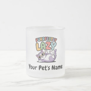 Caneca De Café Vidro Jateado Nome de Pet Personalizado de Cat Puramente Preguiç