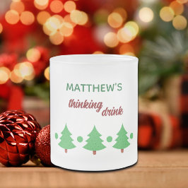 Caneca De Café Vidro Jateado Nome Personalizado Bebida Pensativa Árvores de Nat
