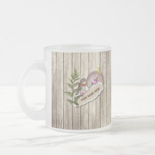 Caneca De Café Vidro Jateado Nome Personalizado da Pintura de Óleo de Madeira T