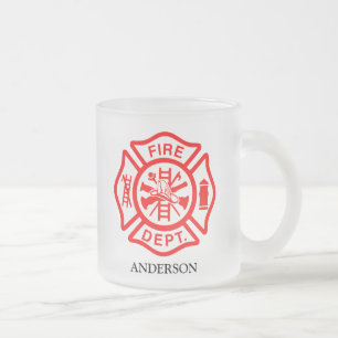 Caneca De Café Vidro Jateado Nome personalizado do logotipo do Firefighter