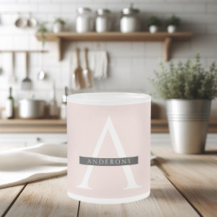 Caneca De Café Vidro Jateado Nome Personalizado Mínimo do Pink do Pastel